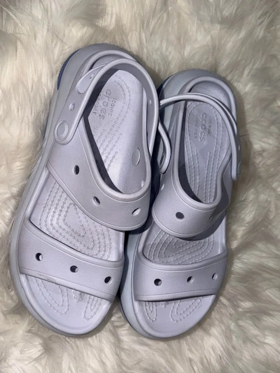 CROCS Light Grey and Blue Mega Crush Sandals Hyper Dreamscape Women’s 8 - Picture 5 of 5